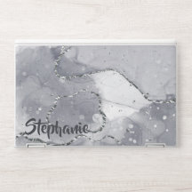 Elegant monogram marble stone Laptop skin