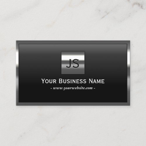 Elegant Monogram Metal Frame Professional Dark Business Card