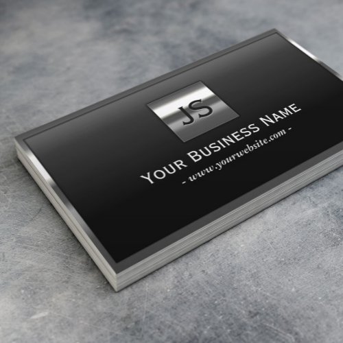 Elegant Monogram Metal Frame Professional Dark Business Card