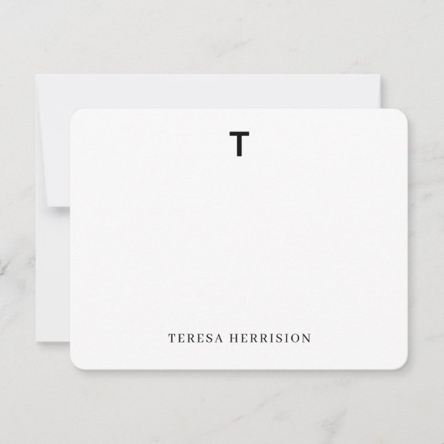 Elegant Monogram | Minimal Modern Photo Design Note Card (Front)