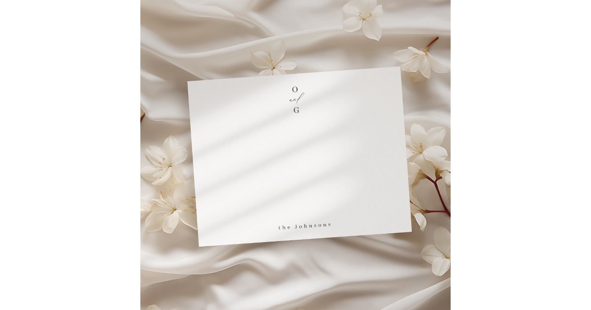 Elegant monogram minimal personalized Stationery Note Card | Zazzle