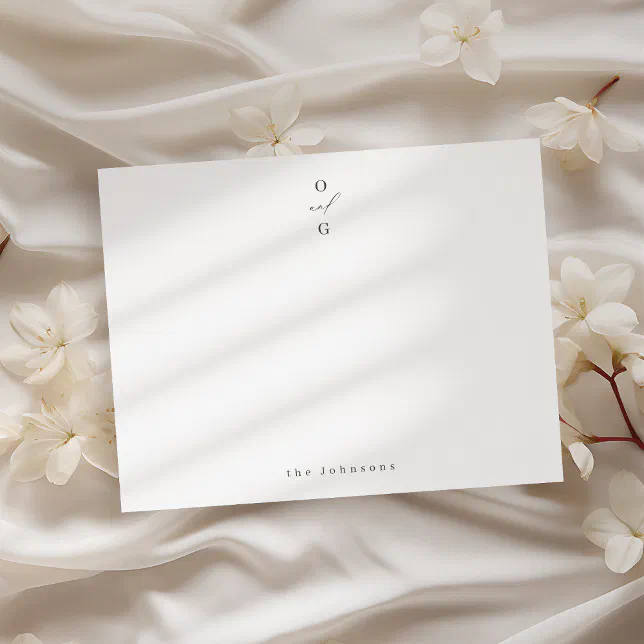 Elegant monogram minimal personalized Stationery Note Card | Zazzle