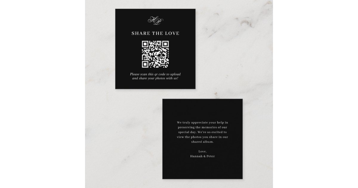 Elegant Monogram Minimal QR Code Share The Love Enclosure Card | Zazzle