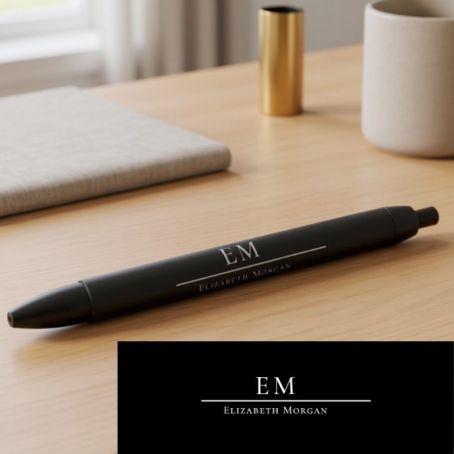 Elegant Monogram Minimalist Black Classy Stylish Pen (Creator Uploaded)