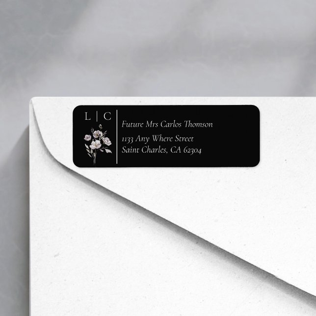 Elegant monogram minimalist black RSVP address Label (Creator Uploaded)
