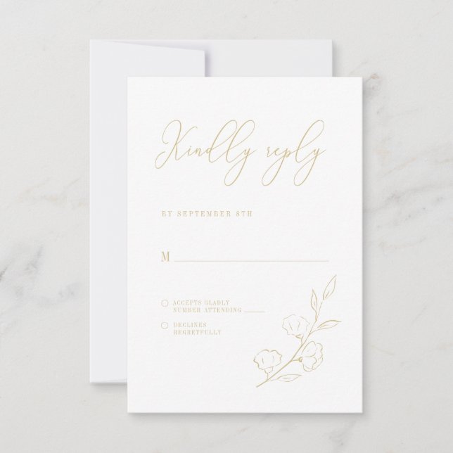 Elegant Monogram Minimalist Classic Floral Wedding RSVP Card (Front)