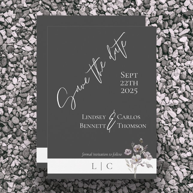 Elegant monogram minimalist dark gray calligraphy  save the date (Creator Uploaded)