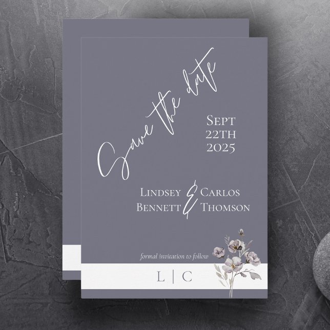 Elegant monogram minimalist gray calligraphy  save the date (Creator Uploaded)