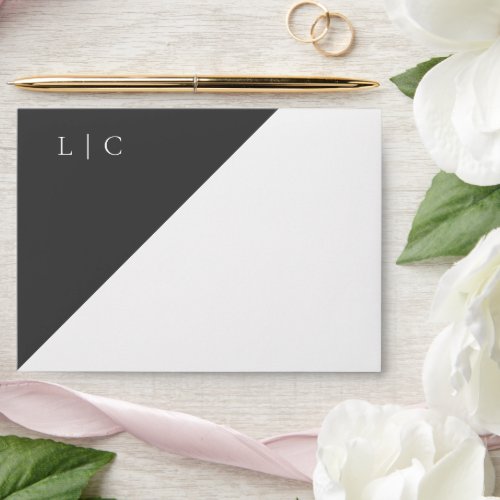 Elegant monogram minimalist gray  watercolor envelope