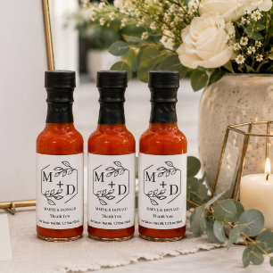 Elegant Monogram Minimalist Modern Wedding Hot Sauces