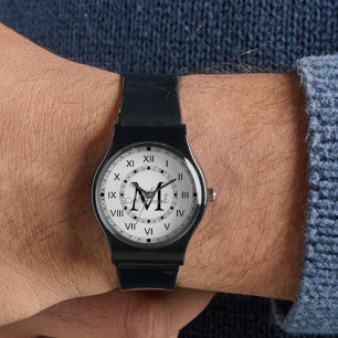 elegant monogram minimalist Silicone Strap black Watch