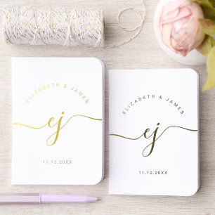 Elegant Monogram Minimalist Wedding Foil Vow Books