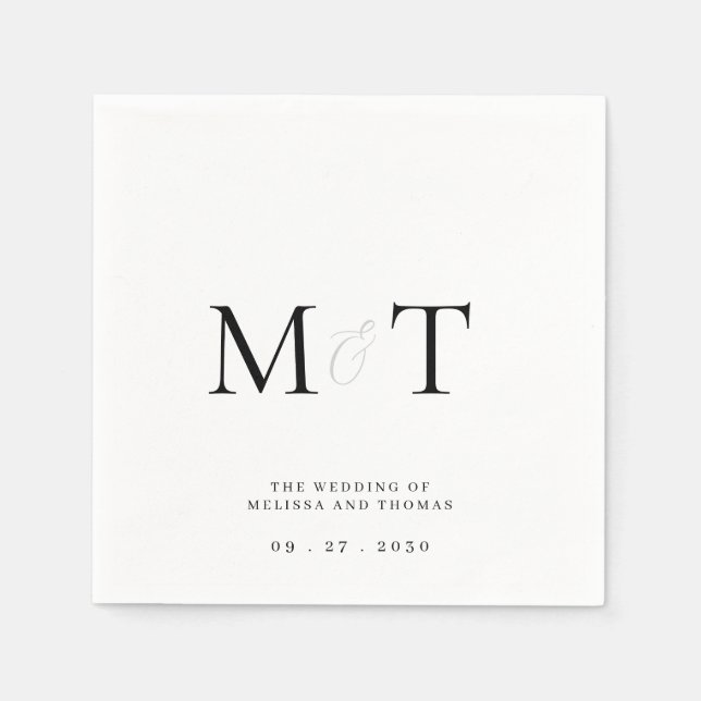 Elegant Monogram Minimalist Wedding Napkins (Front)