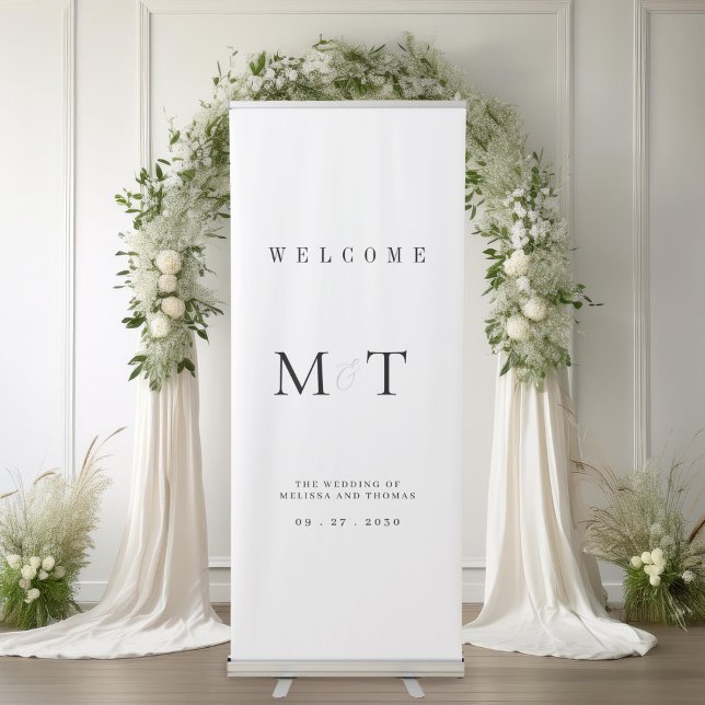 Elegant Monogram Minimalist Wedding Welcome Retractable Banner (Creator Uploaded)