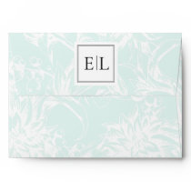 Elegant Monogram Mint Floral Wedding Envelope