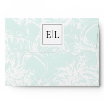 Elegant Monogram Mint Floral Wedding Envelope