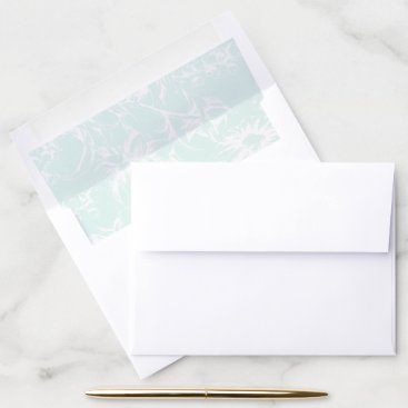 Elegant Monogram Mint Floral Wedding Envelope Liner