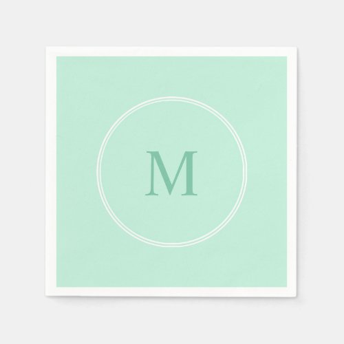 Elegant Monogram Mint Green Template Modern Napkins