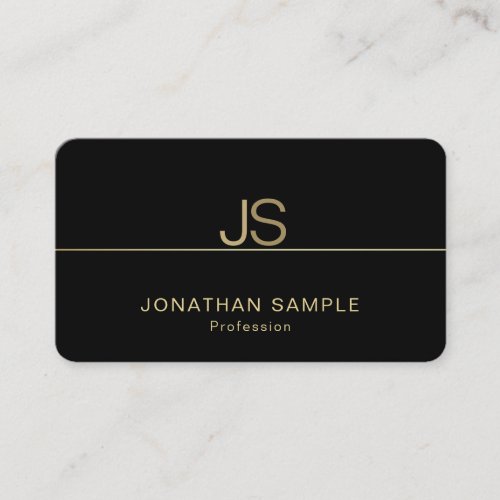 Elegant Monogram Modern Black and Gold Elite Business Card