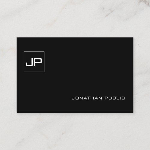 Elegant Monogram Modern Black White Fashionable Business Card