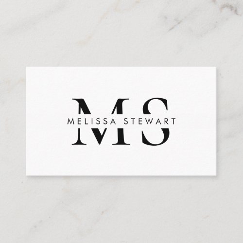 Elegant monogram modern black white professional business card
