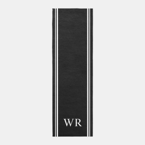 Elegant Monogram Modern Black White Runner