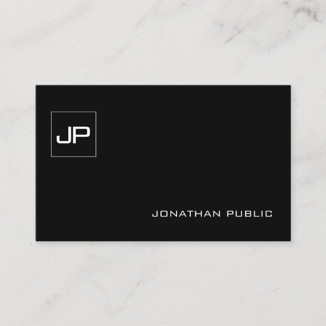 Elegant Monogram Modern Black White Sophisticated Business Card (Front)