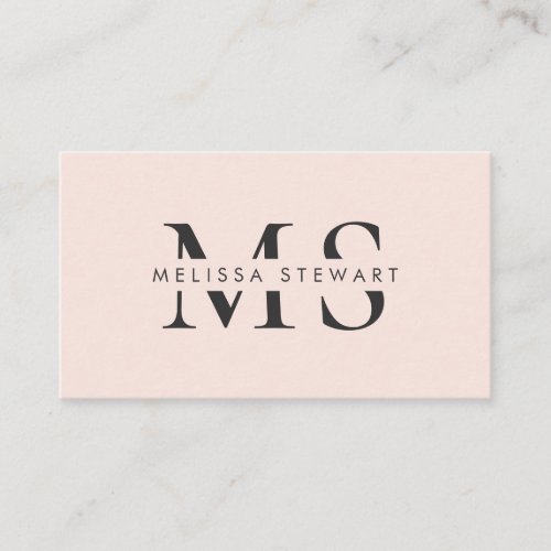 Elegant monogram modern blush pink professional business card