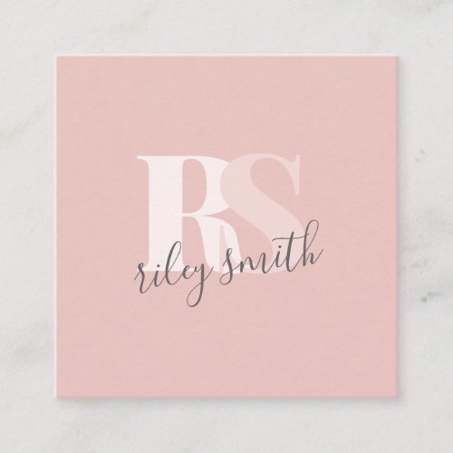 Elegant monogram modern blush pink professional square business card