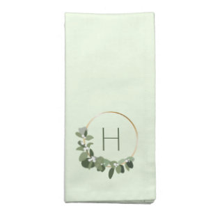Elegant Monogram Modern Christmas wreath Cloth Napkin