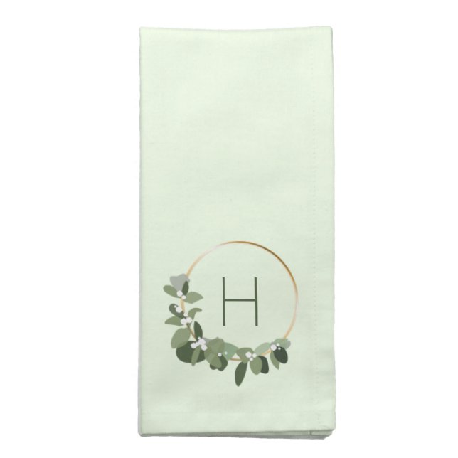 Elegant Monogram Modern Christmas wreath Cloth Napkin (Folded)