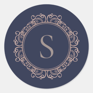 Elegant Monogram Modern Classic Round Sticker
