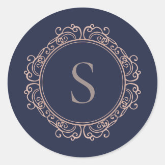 Elegant Monogram Modern Classic Round Sticker