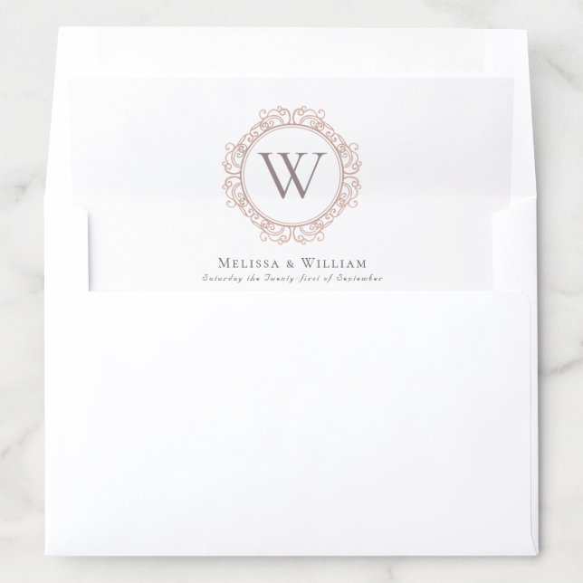 Elegant Monogram Modern Classic Wedding Envelope Liner (In Envelope)
