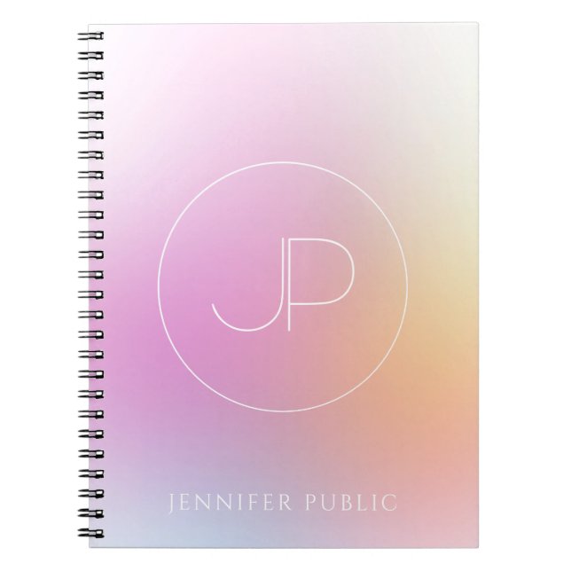 Elegant Monogram Modern Colorful Template Notebook (Front)