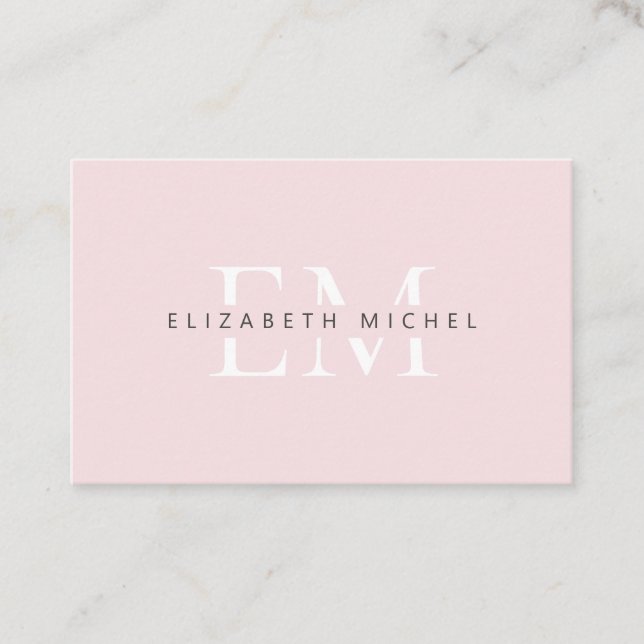Elegant monogram modern cotton candy professional business card (Front)