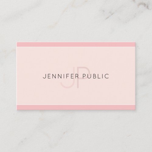 Elegant Monogram Modern Design Trendy Pink Plain Business Card