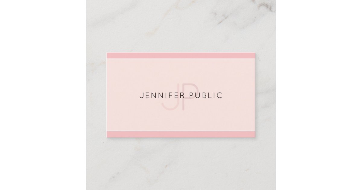 Elegant Monogram Modern Design Trendy Pink Plain Business Card | Zazzle