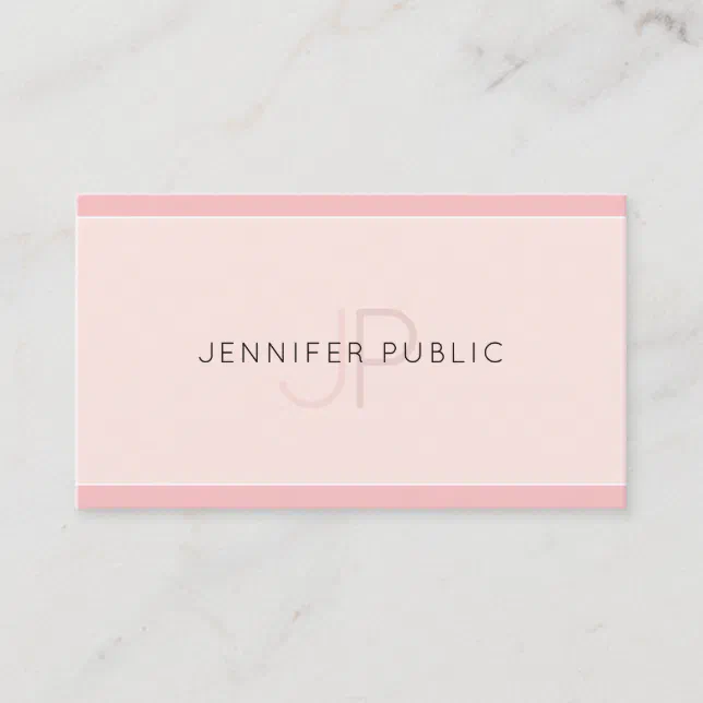 Elegant Monogram Modern Design Trendy Pink Plain Business Card | Zazzle