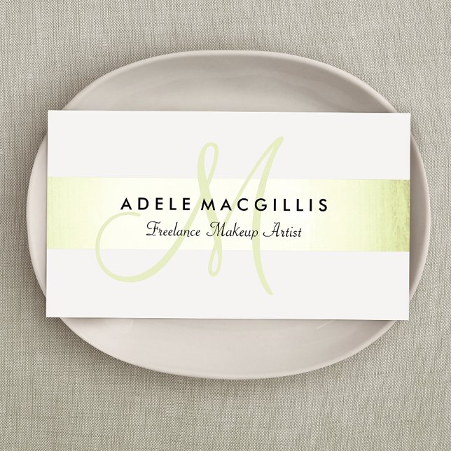 Elegant Monogram  Modern Faux Lime Green Foil Business Card (Creator Uploaded)
