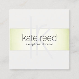 Elegant Monogram Modern Faux Lime Green Foil Square Business Card