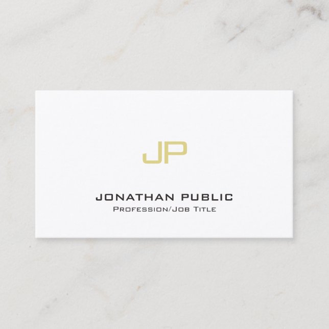Elegant Monogram Modern Gold Premium Silk Luxury Business Card (Front)