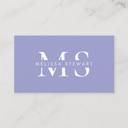 Elegant monogram modern lavender professional business card