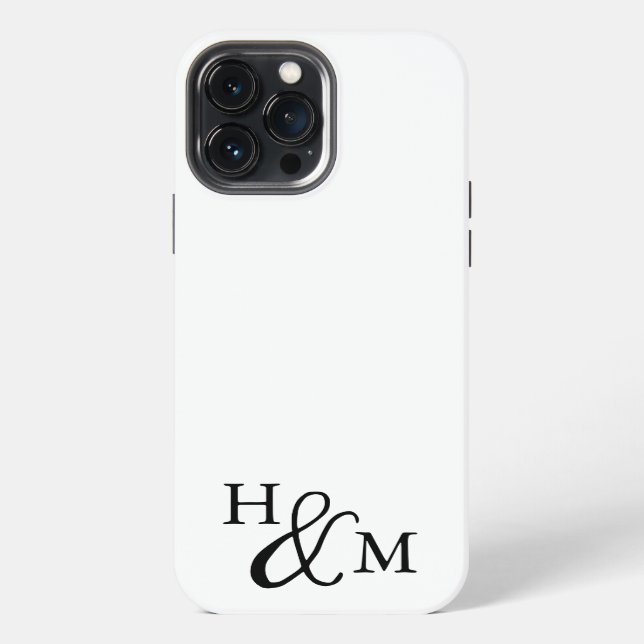 Elegant Monogram Modern Minimalist Black Script Iphone Case (Back)