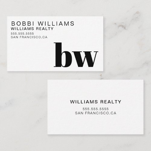 Elegant Monogram Modern Minimalist Business Card