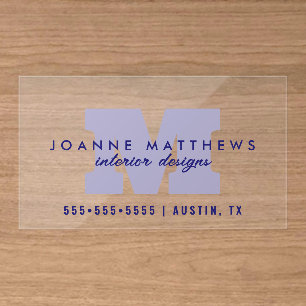 Elegant Monogram Modern Minimalist Clear Business Cards