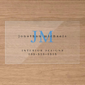 Elegant Monogram Modern Minimalist Clear Business Cards