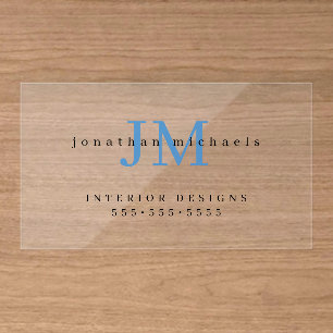 Elegant Monogram Modern Minimalist Clear Business Cards