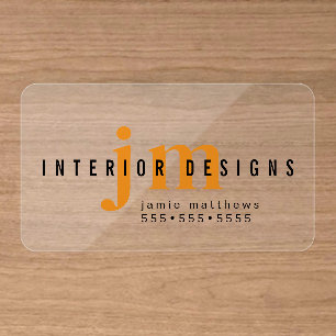 Elegant Monogram Modern Minimalist Clear Business Cards