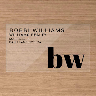 Elegant Monogram Modern Minimalist Clear Business Cards